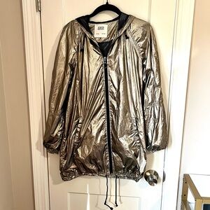 Zara Silver Hooded Pewter Windbreaker Jacket